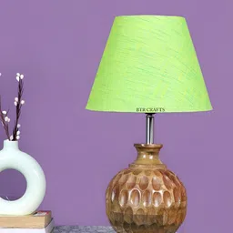 BTR CRAFTS Green Wood Frustum Shaped Table Lamp with Adjustable Cord-45