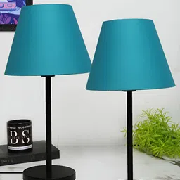 BTR CRAFTS Raven Teal & Black 2 Pcs Metal Frustum Table Lamp & Adjustable Cord-15