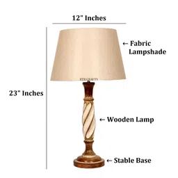 BTR CRAFTS Khaki Wood Frustum Shaped Table Lamp with Adjustable Cord image 2