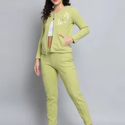 BROOWL Women Lime Green Solid Suede Co-ords-image-66