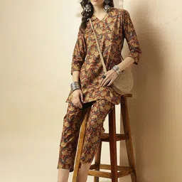 KALINI Floral Printed V-Neck Tunic With Trousers-picture-27