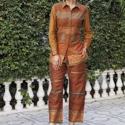 KIDAR Printed Shirt With Trouser Jaccquard Co-Ords Set-image-37