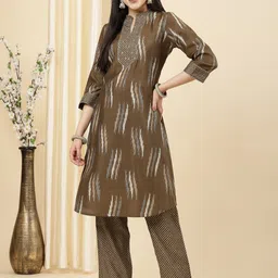 Nayam By Lakshita Printed Mandarin Collar Tunic and Palazzo Co-ord Set-22