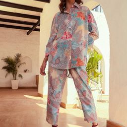 Athena Women Printed Shirt Collar Neck Shirt With Trousers Co-Ords-picture-33
