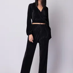 FabAlley Women Black Wrap Top with Trousers-image-43