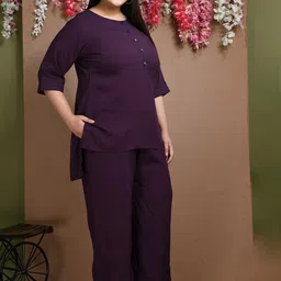 PrettyPlus by Desinoor.com Plus Size Round Neck Top With Trousers image 4