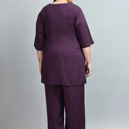 PrettyPlus by Desinoor.com Plus Size Round Neck Top With Trousers image 2