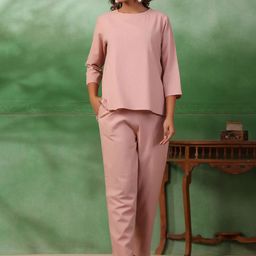 SANSKRUTIHOMES Round Neck Pure Cotton Top & Trousers-image-107