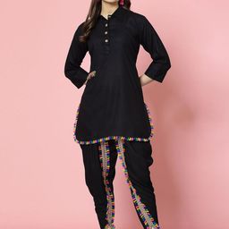 Clora Creation Embellished Shirt Collar Tunic With Dhoti Pants Co-Ords-picture-11