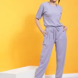 Rigo Round Neck Top & Mid-Rise Joggers Pure Cotton Co-Ords-image-27