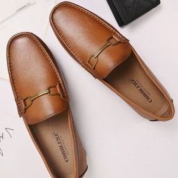 Cobblerz Men Textured Leather Horsebit Loafers-image-89