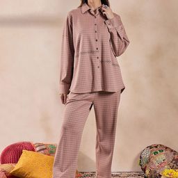 STADO Checked Printed Pure Wool Shirt With Trousers-57
