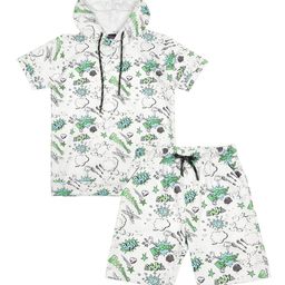CAVIO Boys Printed Hooded T-shirt With Shorts Set-39