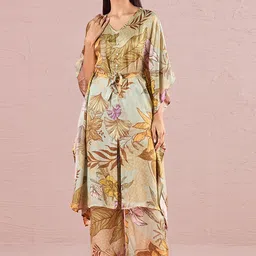 navyasa by liva Floral Printed V-Neck Kafthan Top And Palazzos-18