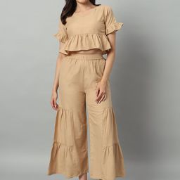 The Roadster Lifestyle Co Pure-Cotton Top & Palazzo Co-Ords-image-42
