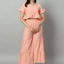 The Roadster Lifestyle Co Pure Cotton Top & Palazzo Co-Ords-image-63