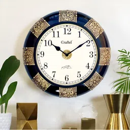 CRAFTEL White & Blue Textured Traditional Wall Clock-4