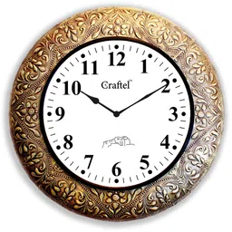CRAFTEL White & Gold-Toned Textured Traditional Wall Clock-image-74