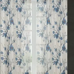 COMFY HOME Blue & White 2 Pieces Floral Sheer Door Curtains-28