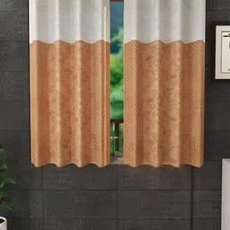 Ville Style Gold Toned & White 2 Pieces Ethnic Motifs Room Darkening Window Curtains-image-20