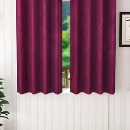 Stella Creations Purple 2 Pieces Floral Embossed Room Darkening Window Curtains-image-88