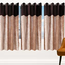Stella Creations Brown 4 Pieces Floral Room Darkening Window Curtains-image-56