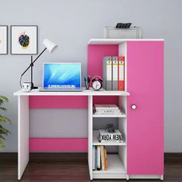 woodbuzz Marvel Writing Table In Frosty White And Pink Finish-picture-19