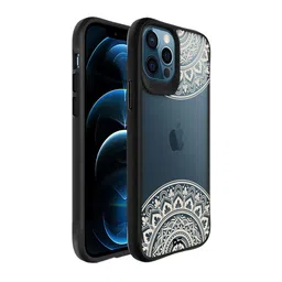 DailyObjects Black & Off White Mandala Hybrid Clear iPhone 12 Pro Max Back Case-0