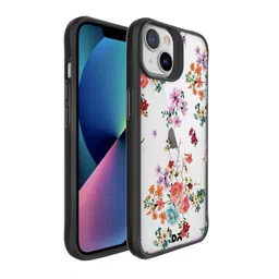 DailyObjects Black Periwinkle & Roses Hybrid Clear iPhone 13 Mini Back Case-47