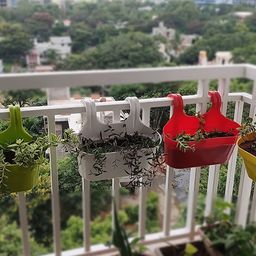 Kuber Industries Red 5 Pcs Double Hook Plant Container Pots-25