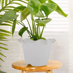 Kuber Industries Set of 2 White Solid Brick Flower Pots-15
