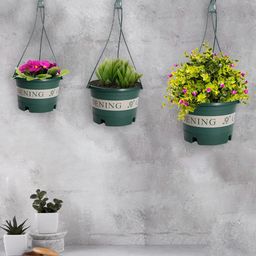 Kuber Industries Green Resin Durable & Light Weight Flower Pot-53