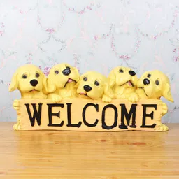 Wonderland Yellow Welcome Dogs statue-19