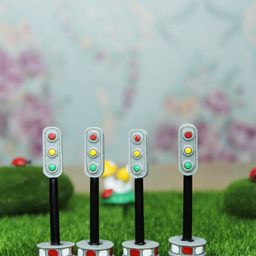Wonderland Set Of 4 Grey Traffic Light Miniature Toys Garden Accessory-18