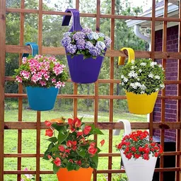 Kuber Industries Yellow & Orange 3 Pieces Single Hook Planters-17