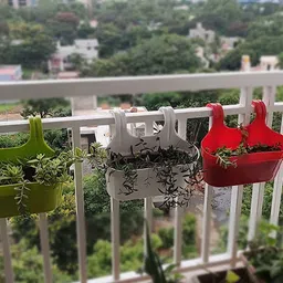 Kuber Industries 4 Pcs Double Hooks Plant Container Pots-54