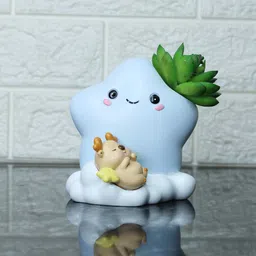 Wonderland Set Of 2 Blue Star & Sleepy Deer Succulent Pot Miniature Toys Garden Accessory-image-29
