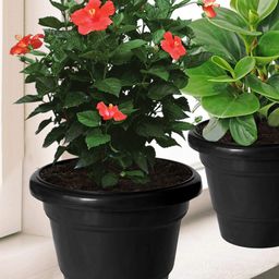Kuber Industries Black 5 Pcs 2 Layered Planters-15
