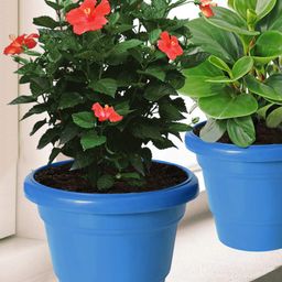 Kuber Industries Blue 3 Pieces 2 Layered Planters-47