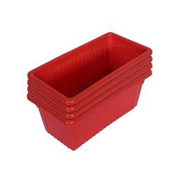 Kuber Industries Set Of 4 Red Rectangular Jupiter Plastic Window Pot image 5
