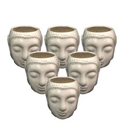 Kuber Industries Set Of 6 Buddha Head Shape Flower Planters image 4