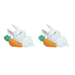 Wonderland Set Of 2 White Sleeping Rabbit With Carrot Miniature image 3