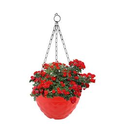 Kuber Industries Red 5 Pieces Textured Planters With Chain image 2