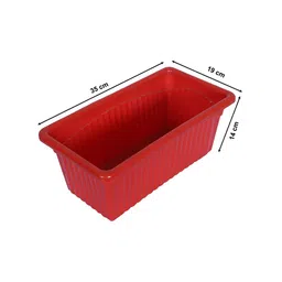 Kuber Industries Set Of 4 Red Rectangular Jupiter Plastic Window Pot image 4