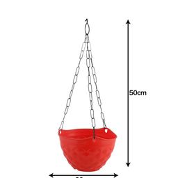 Kuber Industries Red 5 Pieces Textured Planters With Chain image 3