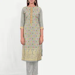 TAVAS Ethnic Motifs Foil Printed Zari & Gotta Patti Unstitched Dress Material-picture-15
