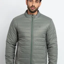 Status Quo Men Olive Green Puffer Jacket-image-77
