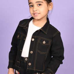 Superminis Girls Spread Collar Denim Jacket-image-36