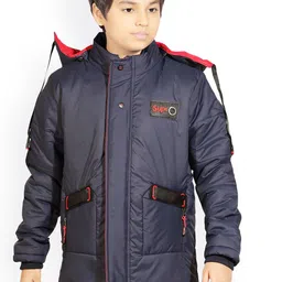 AD & AV Boys Blue Water Resistant Crop Padded Jacket with Patchwork-image-7