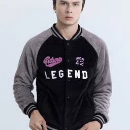 Snitch Black & White Typography Printed Lightweight Cotton Bomber Jacket-picture-43
